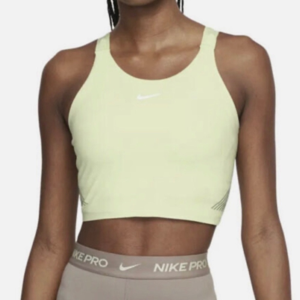 Nike Pro Dri Fit Light Support Sports Bra Highlighter Neon Pastel Green Womens L